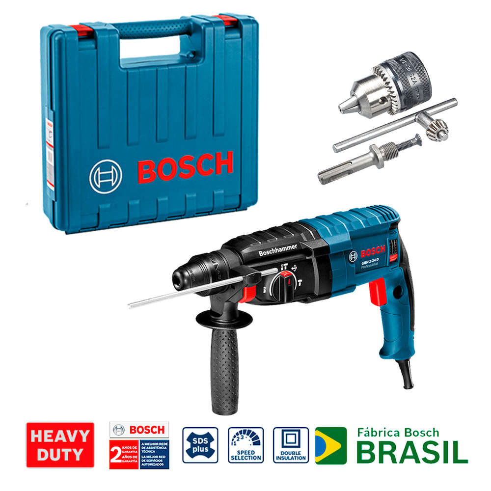 Martillo Perforador 2 KG GBH 2-24 D (0 611 2A0 2G3) + MANDRIL / BOSCH-10-E-1