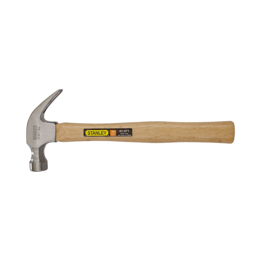 Martillo de Uña Curva 16 OZ Mango de Madera / STANLEY / BOSCH-