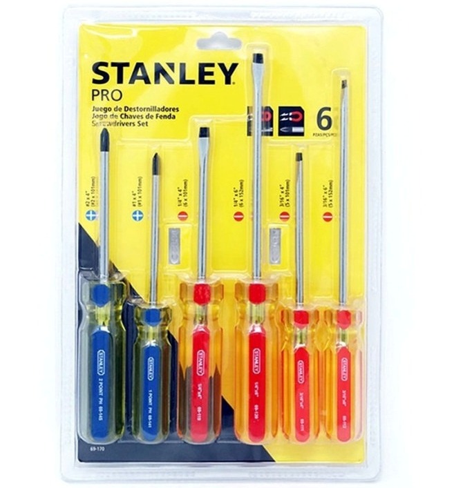 Desarmadores KIT STANLEY de 6 PZAS / PHILIPS CASTIGADERA / PRO / DEWALT-