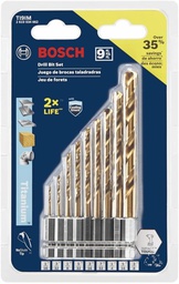 [2610034662] Juego de 9 Brocas 1/16&quot; a 3/8&quot; / TITANIO / Vastago HEXAGONAL / TI9IM / BOSCH-